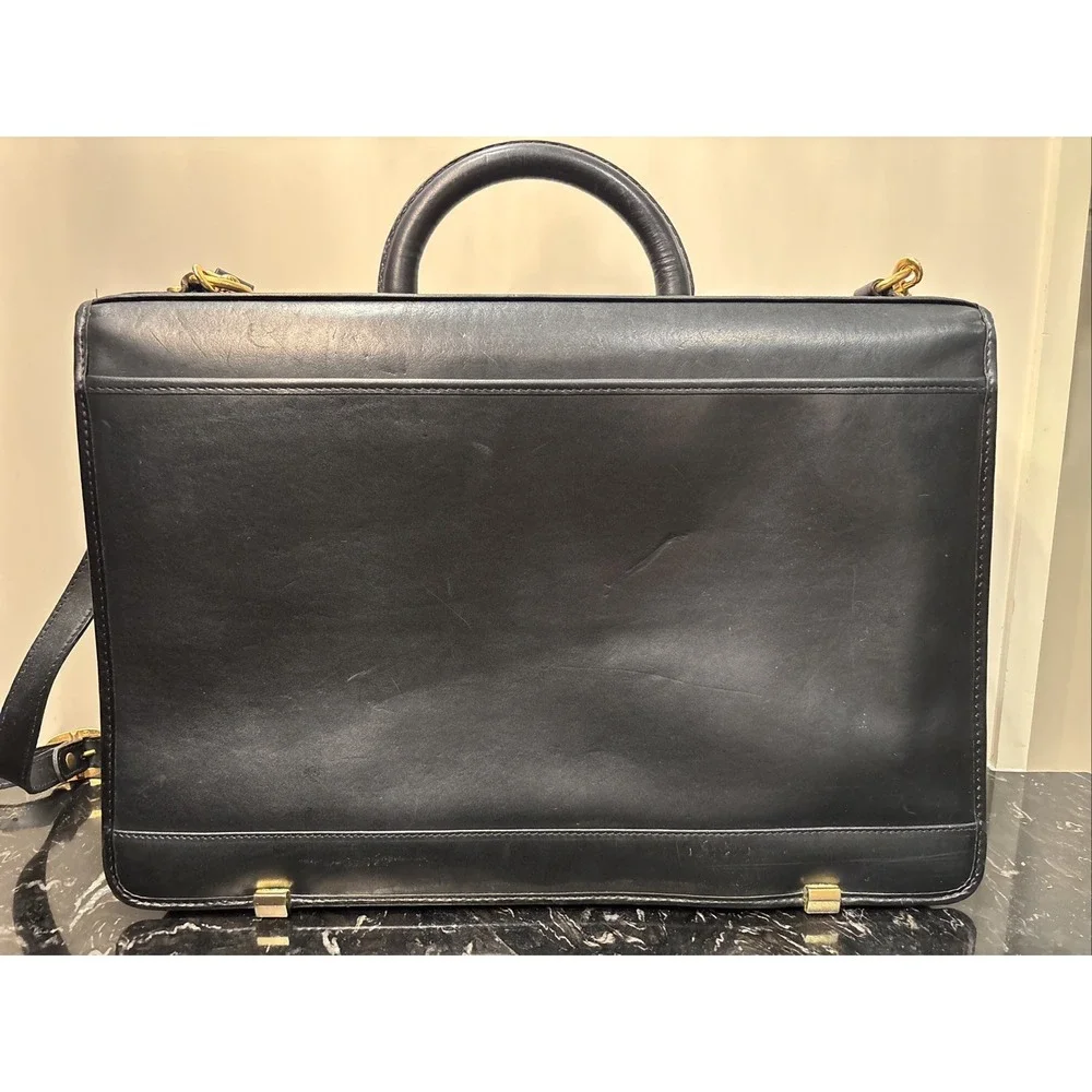 Vintage Hartmann Lombardo Black Woven Leather Gentlemen's Briefcase Bag